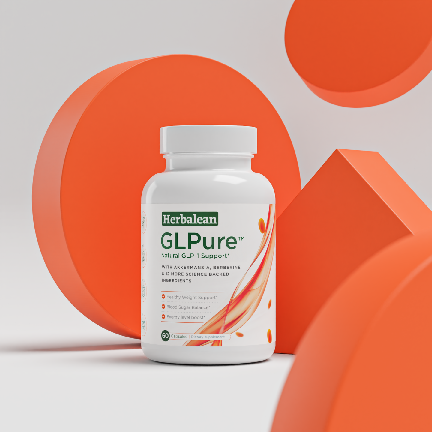 showcasing Herbalen GLPure in orange background