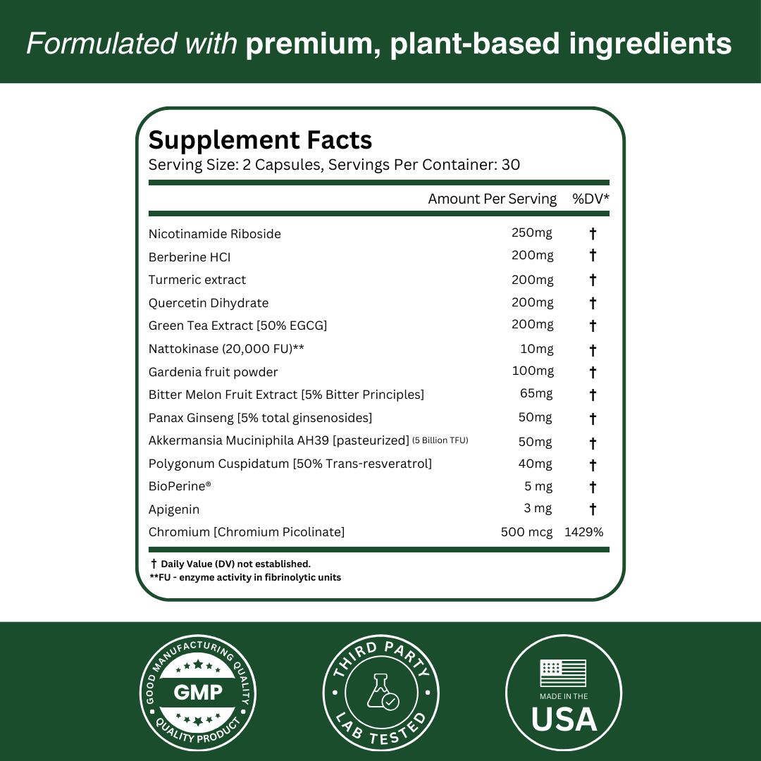 Supplement Facts Charts of Herbalean GLPure Capsules