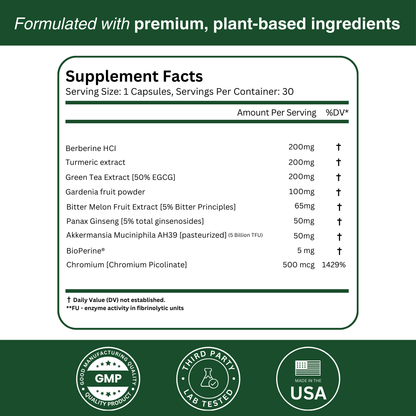 Supplements Facts of Herbalean's GLPure Capsules